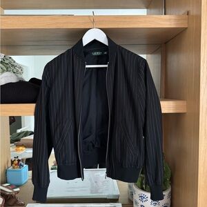 Ralph Lauren Black Pinstripe Bomber Jacket
